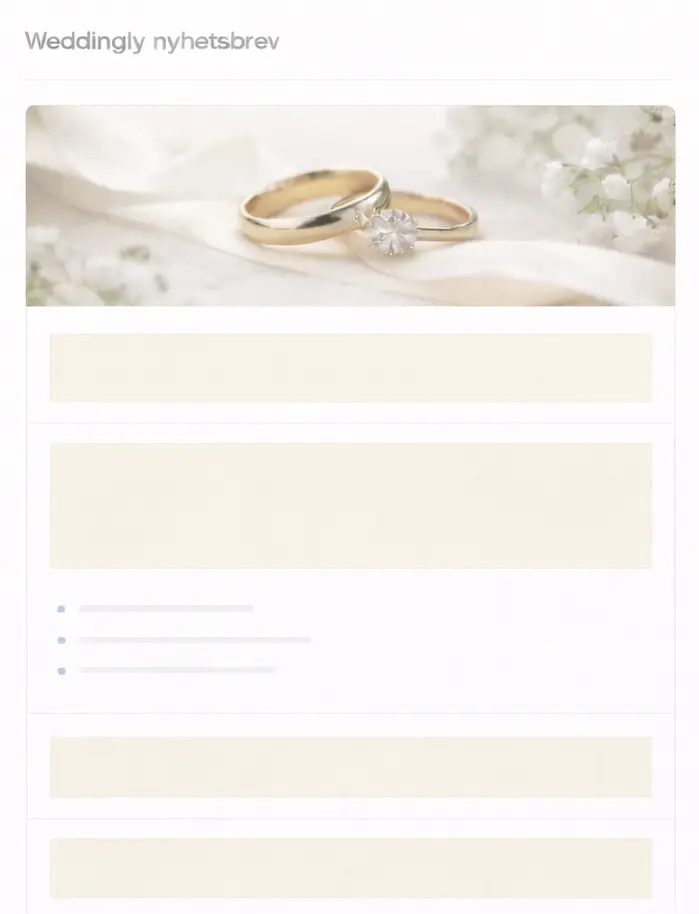 Exempel på Weddingly nyhetsbrev