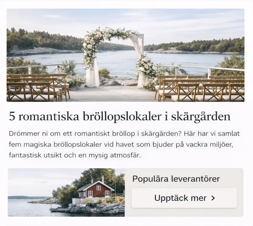 Exempel på sponsrat innehåll på Weddingly