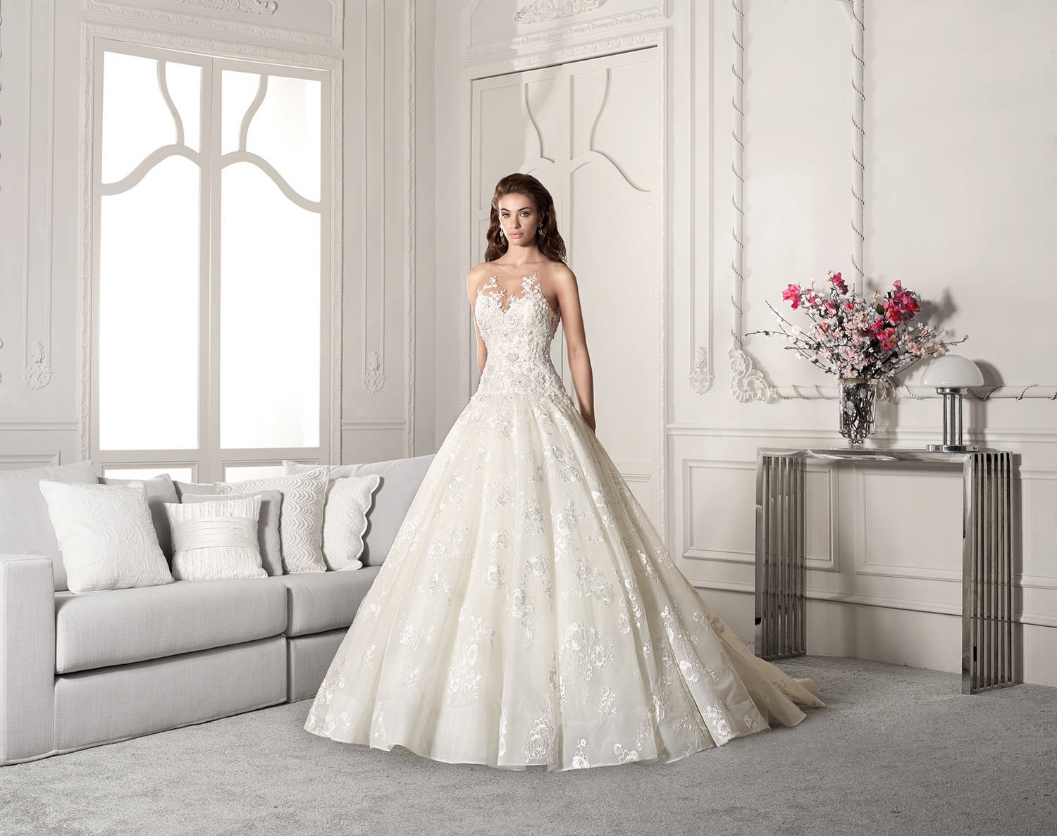 Style 859 från Demetrios i a-line stil brudklänning