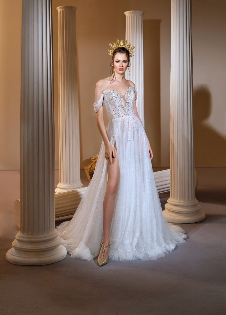 Style 1137 från Demetrios i a-line stil brudklänning
