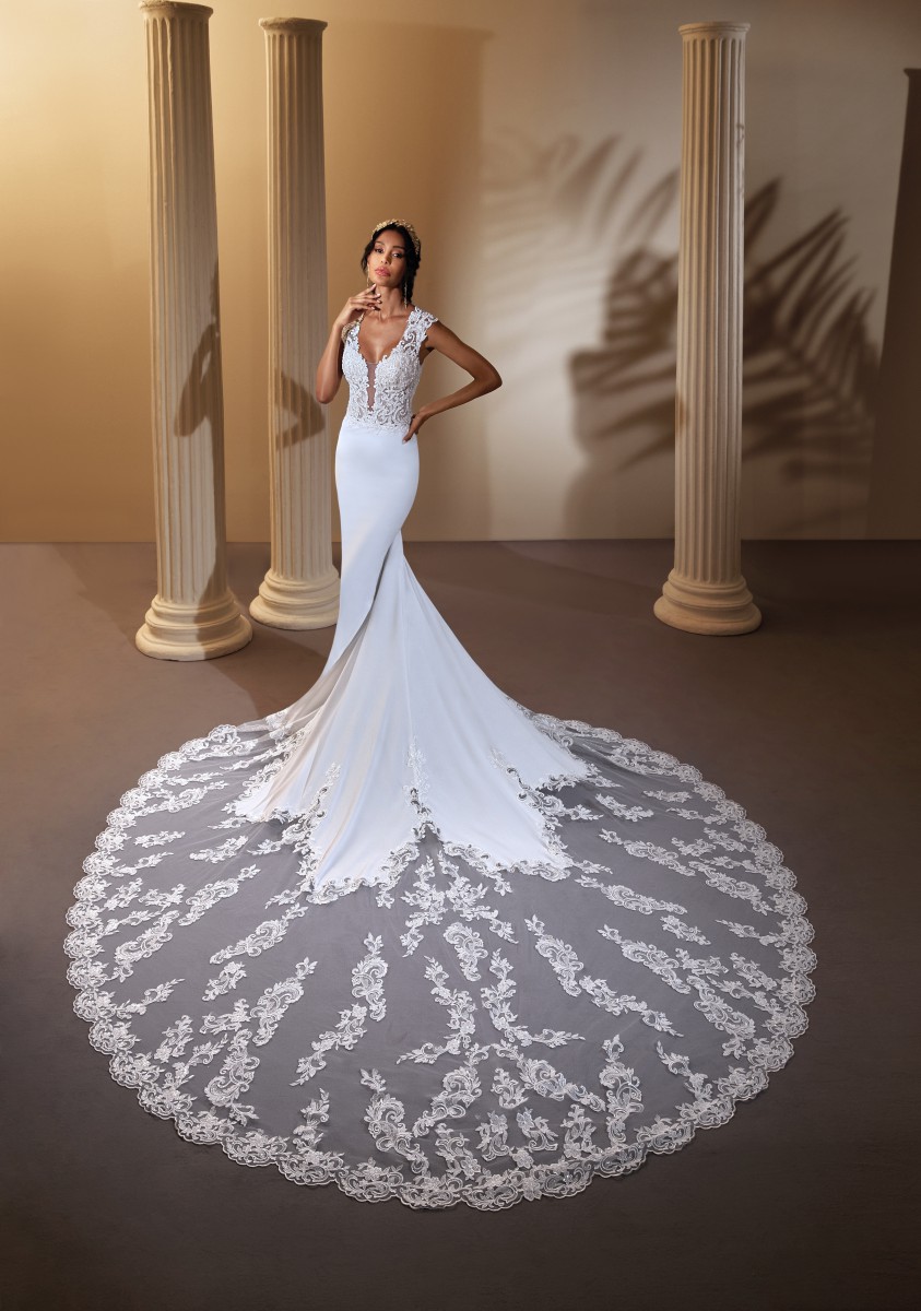 Style 1146 från Demetrios i flared stil brudklänning
