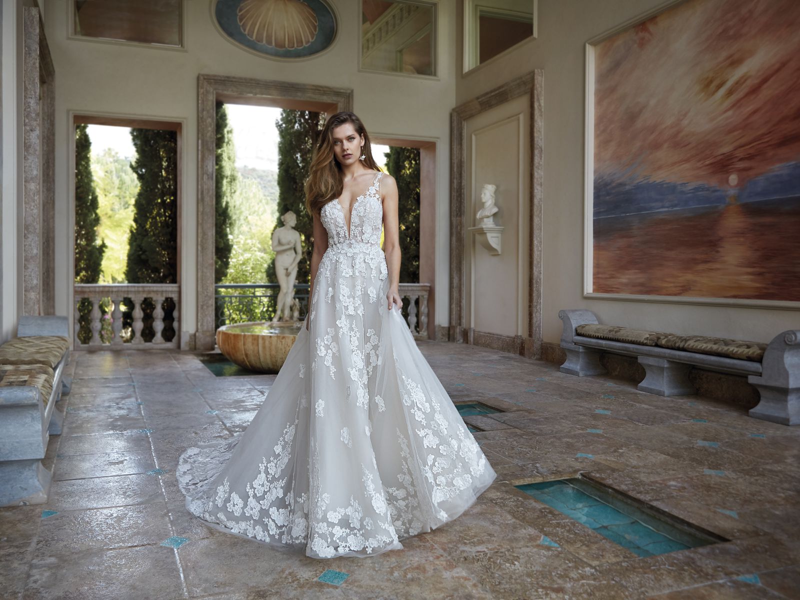 Style 1214 från Demetrios i a-line stil brudklänning