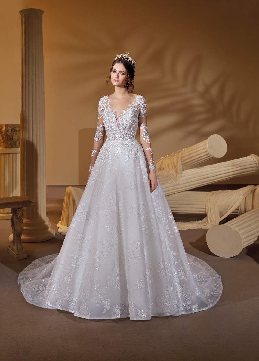 Style 1142 från Demetrios i a-line stil brudklänning