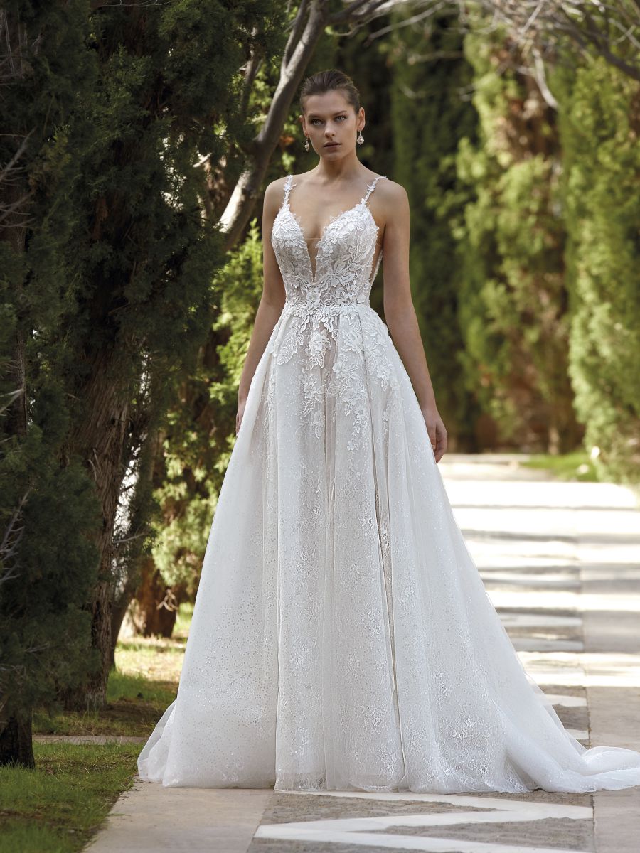 Style 1187 från Demetrios i a-line stil brudklänning