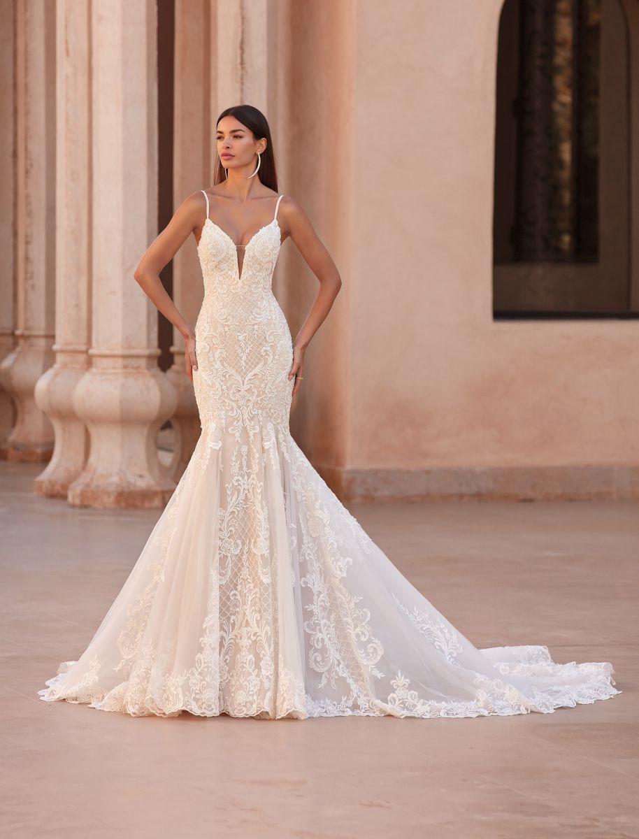 Style 1115 från Demetrios i flared stil brudklänning